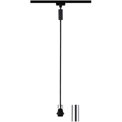 Paulmann Urail 230V-railsysteem lamp 1-fasig E27 20 W LED Zwart (mat), Chroom