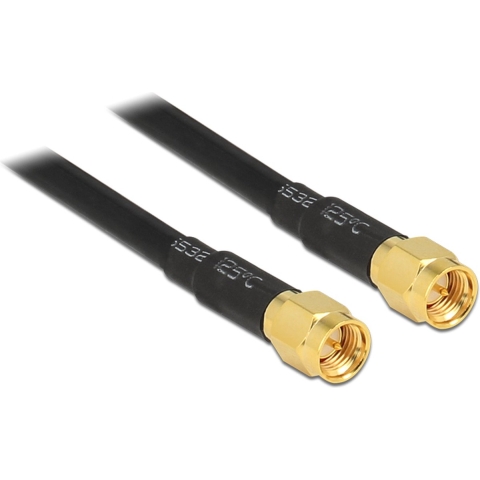 Delock WiFi-antenne Aansluitkabel [1x SMA-stekker - 1x SMA-stekker] 5.00 m Zwart Vergulde steekcontacten