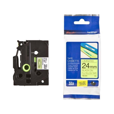 Brother TZe-C51 Labeltape signaalkleur Kunststof Tapekleur: Signaalgeel Tekstkleur: Zwart 24 mm 5 m
