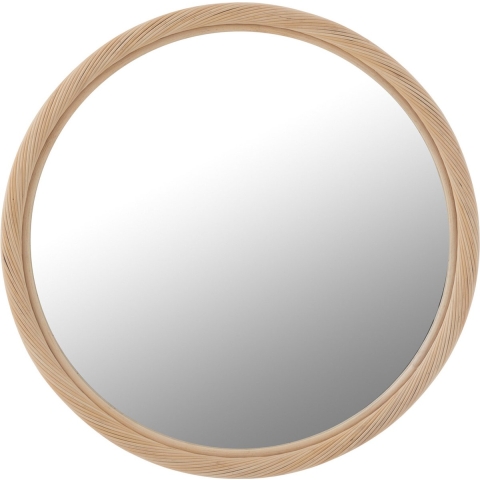 J-Line miroir Mural Rond - rotin|verre - naturel - medium - Ø 66.5 cm