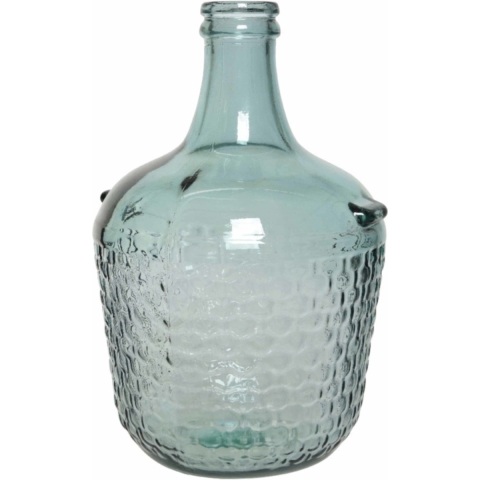 Decoris Vaas - flesvormig - gerecycled glas - lichtblauw - 20 x 30 cm