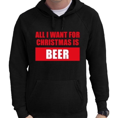 Foute Kerst hoodie/trui all i want for christmas zwart heren L -