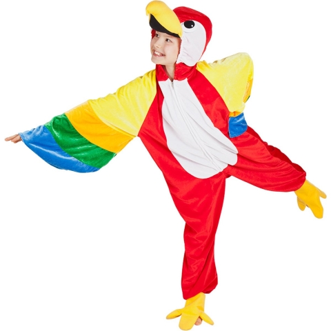 Papegaai verkleedkleding - kinderen - polyester - dierenpak - Carnavalskleding - papegaaienpak 140 -