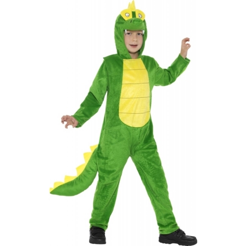 Dierenpak Onesie krokodil - groen - kinderen - carnaval verkleedkleding dieren 115-128 (4-6 jaar) -