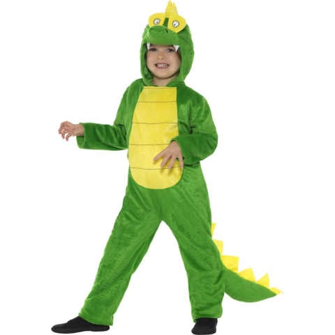 Dierenpak Onesie krokodil - groen - kinderen - carnaval verkleedkleding dieren 130-143 (7-9 jaar) -