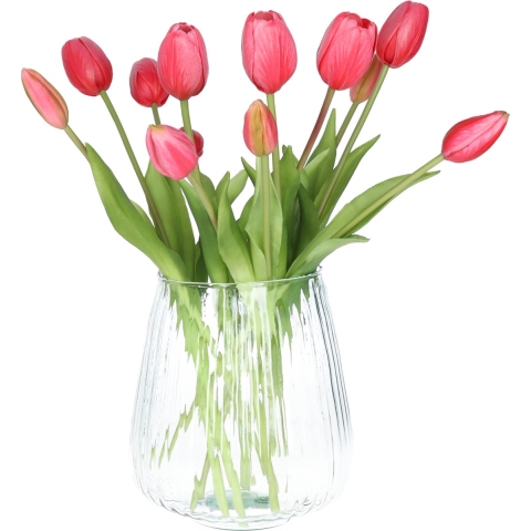 Kunst tulpen boeket Bella - 12x stuks - oudroze - real touch - 40 cm -