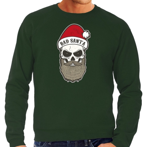 Grote maten Bad Santa foute Kersttrui / outfit groen voor heren 3XL (58) -