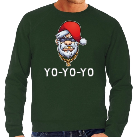 Grote maten Gangster / rapper Santa foute Kersttrui / outfit groen voor heren 4XL (60) -