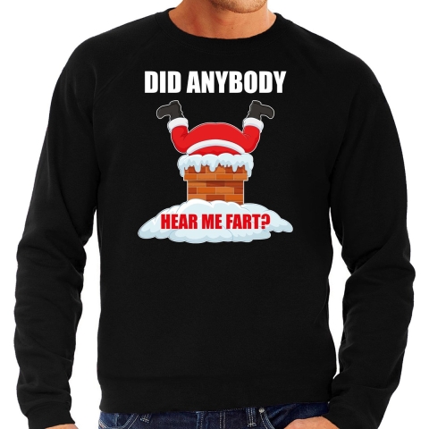 Grote maten foute Kersttrui / outfit Did anybody hear my fart zwart voor heren 4XL (60) -