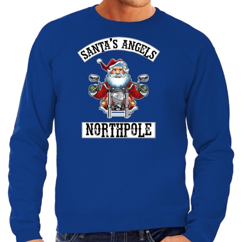 Grote maten foute Kersttrui / outfit Santas angels Northpole blauw voor heren 3XL (58) -
