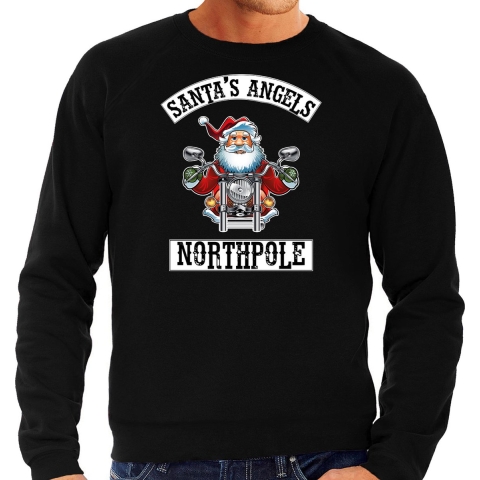 Grote maten foute Kersttrui / outfit Santas angels Northpole zwart voor heren 3XL (58) -