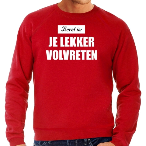 Grote maten Kerst is je lekker volvreten foute Kersttrui / Kerst outfit rood voor heren 3XL (58) -