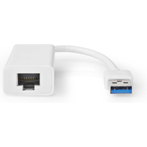 Nedis CCGB61950WT02 Usb-adapter Usb 3.2 Gen 1 Usb-a Male Rj45 Female 1 Gbps 0.20 M Rond Verguld / Vernikkeld Abs Wit Blister