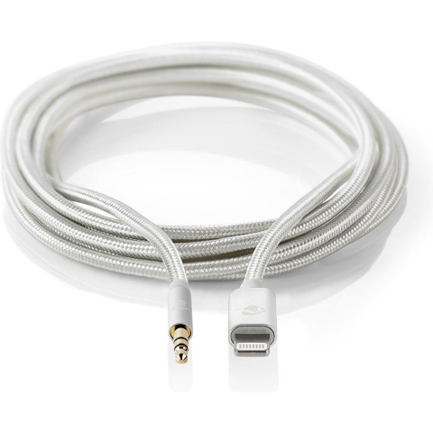 Nedis CCTB39940AL10 Apple Lightning Koptelefoon Adapterkabel Apple Lightning 8-pins Male - 3,5 Mm Male 1,00 M Aluminium