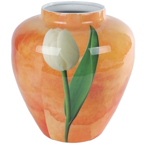 Vaas Tulp 20x20x22 cm Metaal/Oranje