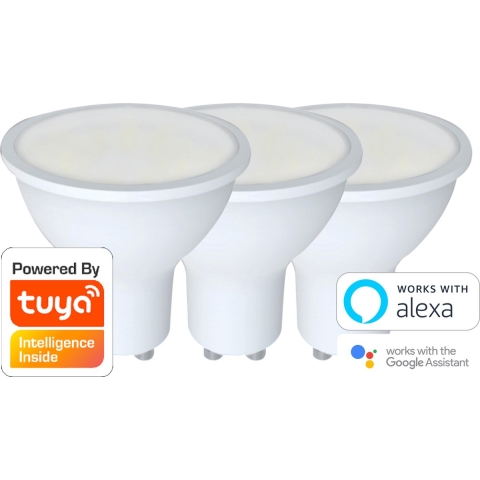 Denver LED GU-10 mat wit 5W 3-pack dimbaar SMART Wi-Fi TUYA - LED5060