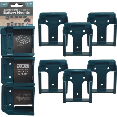 StealthMounts BM-MK18-BLU-6 Accuhouder voor Makita 18V LXT | Blauw | 6-pack - BM-MK18-BLU-6