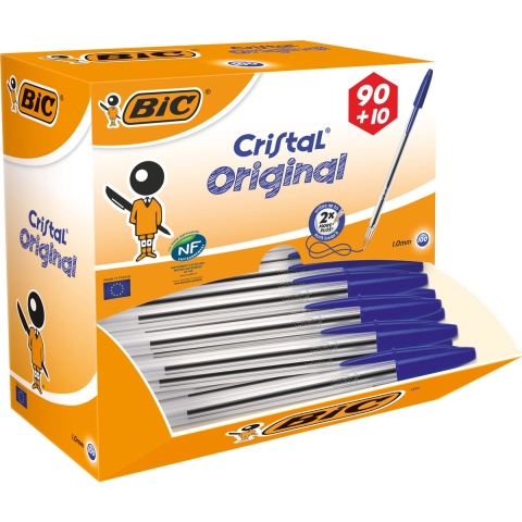 BIC 942910 Balpen Cristal® Original Blauw 0.4 mm Onuitwisbaar: Ja 100 stuk(s)