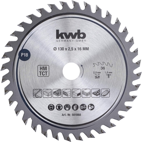 kwb 581868 Cirkelzaagblad 130 x 16 mm 1 stuk(s)