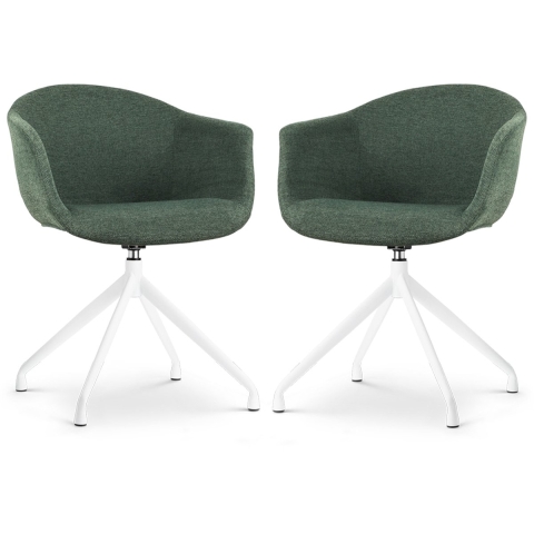 Nolon Nola-Otis Draaibare Eetkamerstoelen Set - Donkergroen - Wit