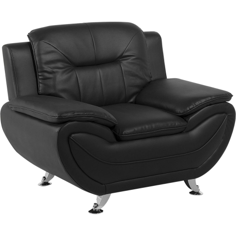 Beliani - LEIRA - Fauteuil - Zwart - Kunstleer