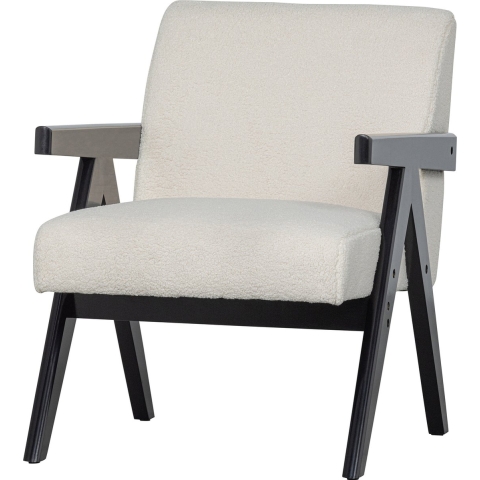 WOOOD Fauteuil Lowie - Polyester - Naturel|Zwart - 79x60x79