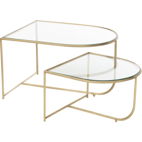 J-Line bijzettafel Porte - metaal|glas - goud - 2 stuks