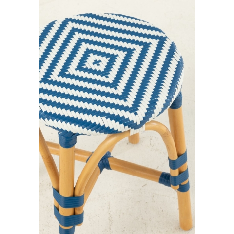 J-Line Kruk Live Rattan|Kunststof Naturel|Blauw