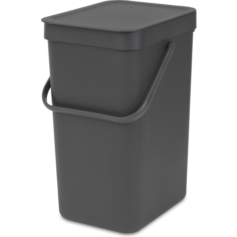 Brabantia Sort & Go Afvalemmer / Opberger 12 L - Donkergrijs