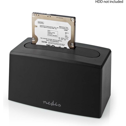 Nedis Docking Station voor Harde Schijf | USB 3.2 Gen1 | USB Type-A | 1 Schijf | 2.5 / 3.5 " | USB 3.2 Gen1 | Docking | Desktop - HDDUSB3210BK