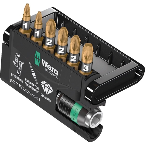 Wera Bit-Check 7 PZ Diamond 1, 7 -delig - 1 stuk(s) - 05057412001