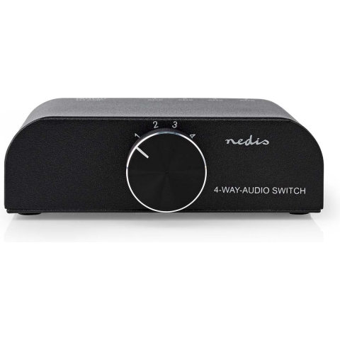 Nedis Analoge Audio-Switch | 4-Poorts poort(en) | Input: 1x 3,5 mm Audio-Input / 3x (2x RCA Female) | Output: 1x (2x RCA Female) | Manueel | Metaal |