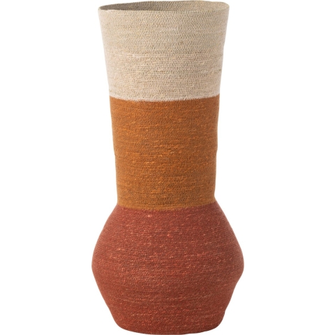 J-Line Vaas Strepen Zeegras Naturel|Roest|Terracotta