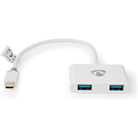 Nedis CCBW65960WT02 Usb-adapter Usb 3.1 Gen1 Usb Type-c™ Male 2x Usb Type A 1000 Mbps 0.20 M Rond Verguld Pvc Wit Window Box