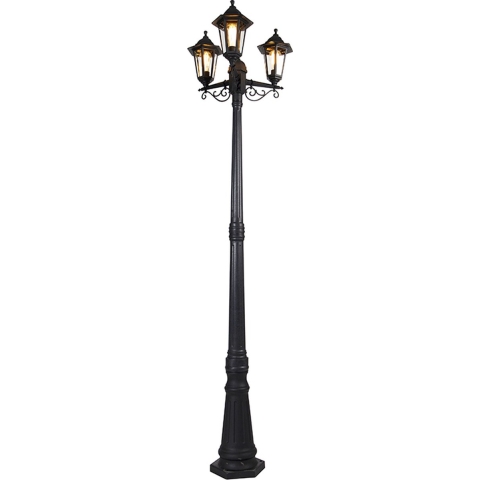 QAZQA Smart buiten lantaarn zwart 3-lichts incl. Wifi ST64 - New