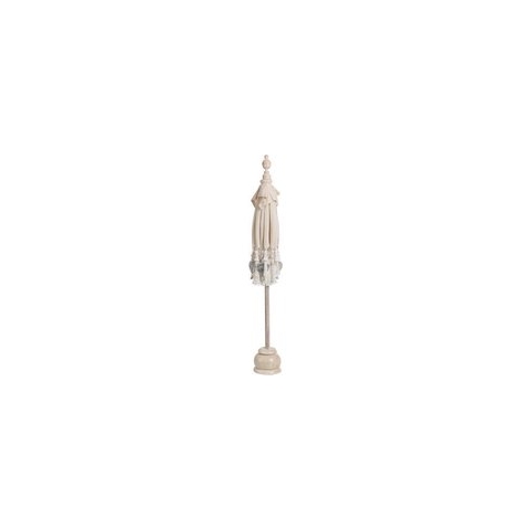 J-Line Parasol+Voet+Kwast Katoen|Hout Creme|Zilver Small