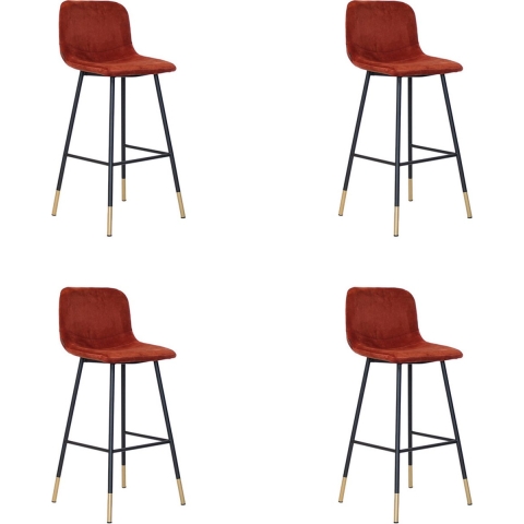 Bronx71 Velvet barkruk Mikky koper 68 - 79 cm - barkrukken set van 4