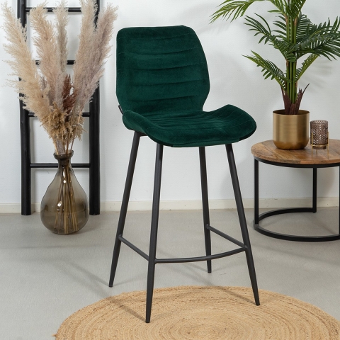 Bronx71 Velvet barkruk Toby donkergroen 71 cm