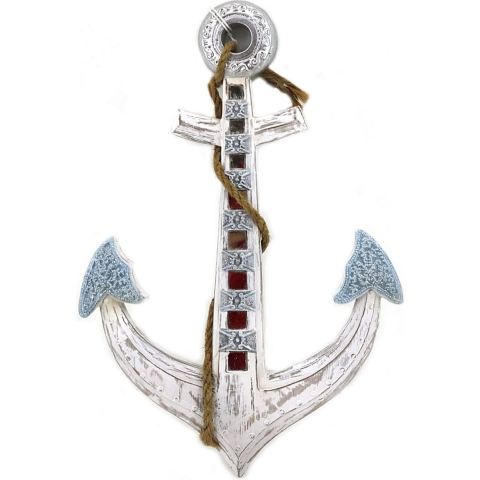 Anker voor wand/muur - polystone - 22 x 34 cm - Maritieme decoraties -