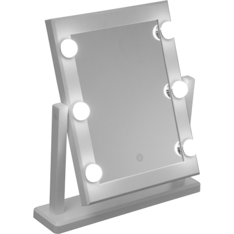 Make-up spiegel met LED verlichting op standaard wit 37 x 9 x 41 cm -