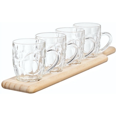 Cosy & Trendy Houten Plank met 4 Bierpullen