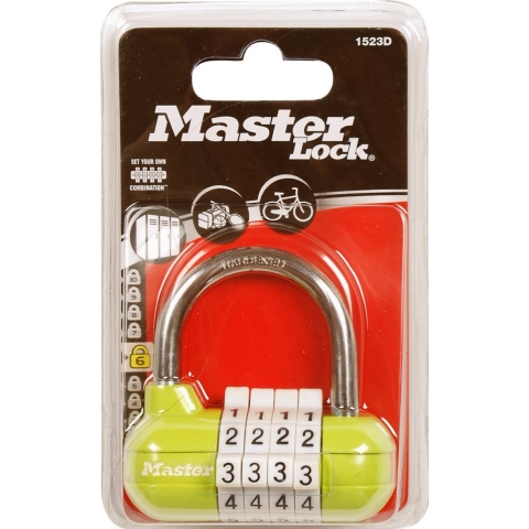 Masterlock 64mm - die-cast body - 25mm hardened steel shackle, 7mm diam. - 4-digi 1523EURD