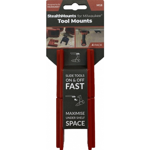 StealthMounts TM-MW18-RED-4 Machinehouder voor Milwaukee M18 | Rood | 4-pack - TM-MW18-RED-4
