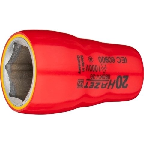 HAZET Dopsleutel · geïsoleerd 880KV-20 · 3/8 inch (10 mm) vierkant hol · Buiten-zeskant-tractieprofiel · SW 20 mm