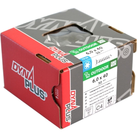 Dynaplus® | TUINBESLAGSCHROEF AR-SILVER OVK ZWARTE KOP TX-30 6.0X40 | (50)