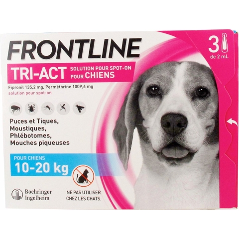 Frontline Tri-Act Anti Vlooien en Teken Druppels M 3 pipetten