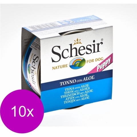 10x Schesir Hondenvoer Puppy Tonijn Aloe in Gelei 150 gr