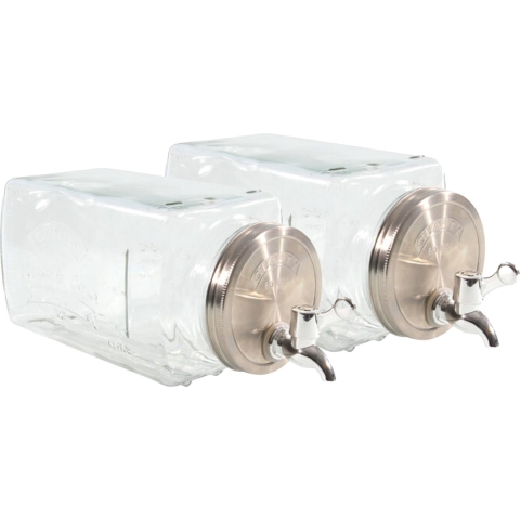 Drankdispenser/limonadedispenser - 2x - 3L - glas - 26 x 15 cm -