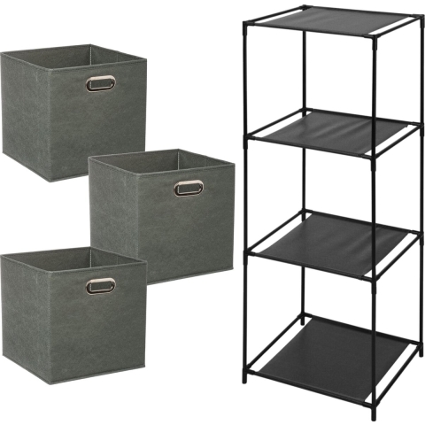 Opbergrek 3-laags Smartrack - 3x mandjes polyester - grijsgroen - 34 x 104 cm -