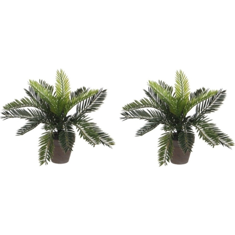 2x Groene Cycaspalm kunstplanten 33 cm in pot -